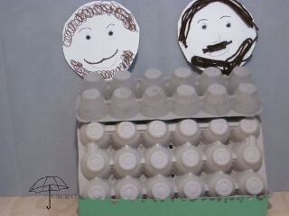 men on a egg carton wall giants on a wall