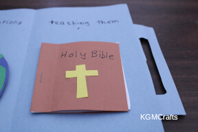 step 11 glue the Bible to the suitcase