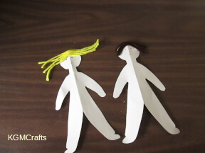 add hair and eyes to your paper dolls