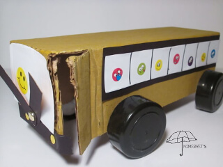 bus made out of a box recycled school bus