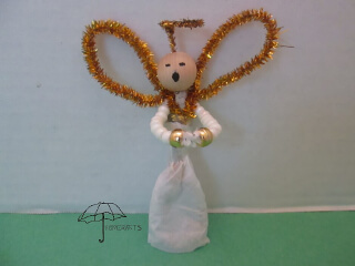 bead, pipe cleaners, and tissue paper angel beaded angel
