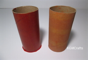 one painted with glue and the other with washable paint earthenware pots