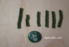 bottle cap turtle step 1 cut pipe cleaners