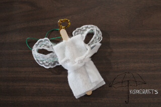 white felt and lace to represent angel angel ornament