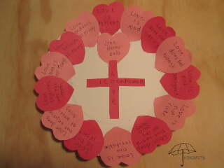 hearts with words from 1 Corinthians 13 1 Corinthians 13 craft