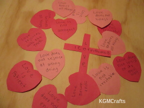 1 Corinthians 13 step 1 cut 15 hearts and a cross