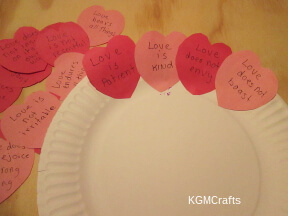 step 2 glue the hearts to the plate
