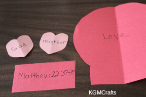 write part of the verse on the pieces love God neighbor step 4