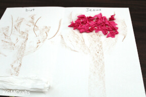 step 7 glue the tissue to the tree