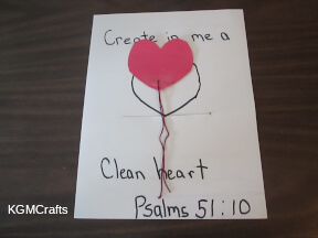 step 3 add string to the red heart