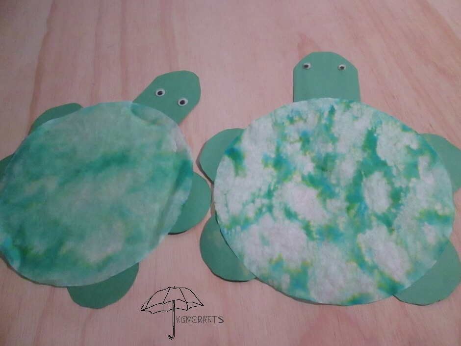 each one will be slightly different coffee filter turtles