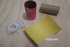 cut a piece of paper and tape to cardboard roll