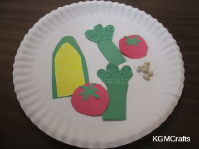 step 6 glue the vegetables to a paper plate