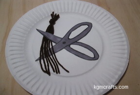 add scissors and hair to plate