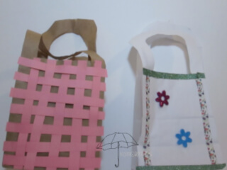 pink paper bag and flower bag basket paper bag basket