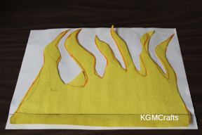 staple the flame to the back of the picture