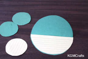 cut a half circle and circle from card stock place half circle in center of body locust step 2