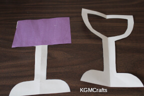 glue a purple rectangle to the glass