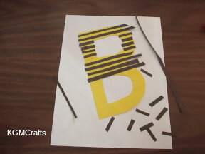 step 2 glue the strips to the letter