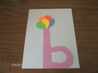 colorful balloons on letter b balloon craft