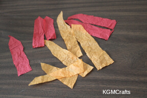 cut strips from tissue paper burning bush step 3
