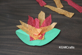 glue tissue on the leaves paper burning bush step 4