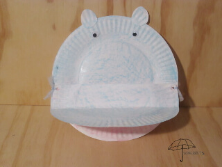 blue and pink hippo easy paper plate hippo