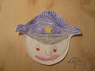 police officer with a blue hat paper plate police officer