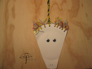 white unicorn with yellow and blue horn paper plate unicorn