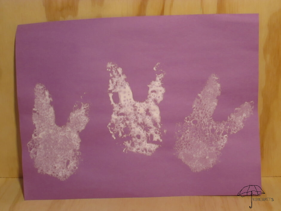 white painted bunny sponge painted Easter bunny