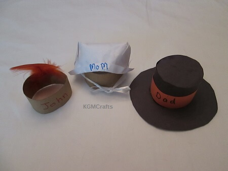 Pilgrim hat, bonnet, and headdress place holders place holders for your holiday table