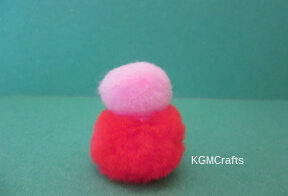 step 1 glue pompoms togehter