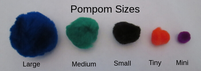 sizes of store bought pompoms
