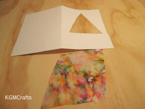 cut a triangle in the card and a square from the coffee filter
