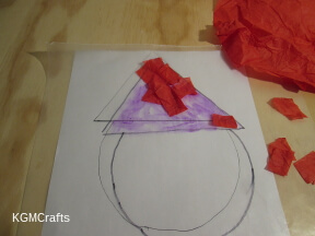 cut pieces of tissue paper for the hat
