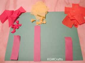 cut rectangles and tissue paper